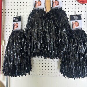 4 Sets of New Black Pom Poms for Cheerleading/Dance